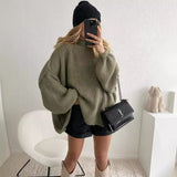 sweater outfits Autumn and Winter New Loose Half Turtleneck Commuter Style Fake Reverse Wear Knitted Pullover Solid Color Sweater for Women