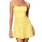 dress Hot Selling Sling Women's Clothing Dress 2024 Summer Lace-up Pleated Short Dress Hot Girl