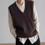 old money outfits men Ltyp Classic All-Match Wool V-neck Vest Women's Autumn Slimming Black Knitted