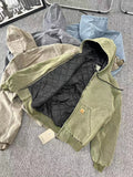 masc outfits Fall Street Style Kaha Carte Tough Guy Washed Distressed Jacket Vintage Vintage Cotton-Padded Jacket