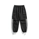 90s streetwear 2024 Spring and Autumn New Striped High Street Commuter Overalls Men's and Women's Same Pleated Slimming Trousers One Pants Two-Way Wear