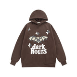 winter outfits men 2024 American High Street Hoodie Bat Letter Star Foam Hip Hop Style Loose Fleece-lined Hooded Sweater Men