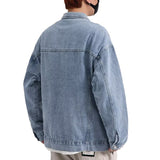 Toleet 90s fashion men Cityboy Denim Jacket Men's Korean-Style Ins All-Match Hong Kong Style Loose Washed Denim Long Sleeve Lapel Jacket Jacket