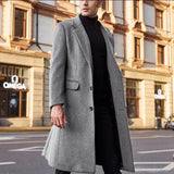 classy outfits men New Five-Color British Men's Long Trench Coat Woolen Coat Men's Woolen Coat