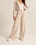 2024 fall fashion trends Spring and Summer New Commuter Draping Slimming Pocket High Waist Wide Leg Pants Versatile with Belt Casual Pants for Women