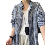 Fall street style Korean Plaid Shirt Women's Early Autumn New Versatile Loose Lazy Style Top Outer Plaid Shirt Coat