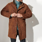 mens fall outfits Autumn and Winter Men's Mid-Length Fur Coat