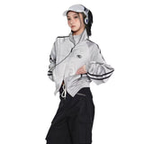 korean fashion American Retro Hot Girl Top Niche Design Double Zipper Casual Sports Jacket Silver Gray Short Coat for Women