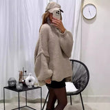 sweater outfits Autumn and Winter New Loose Half Turtleneck Commuter Style Fake Reverse Wear Knitted Pullover Solid Color Sweater for Women