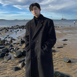 streetwear men outfits Winter New Woolen Coat Men's Korean-Style over-the-Knee Mid-Length Trench Coat plus Size Loose Woolen Coat Men