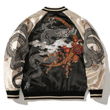 90s fashion men 2024 Dragon Embroidered Baseball Jacket Women's Jacket National Fashion Heavy Industry Popular Contrast Color