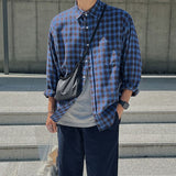 masc outfits Fall Street Style Plaid Shirt Men's Spring and Autumn Korean Style Loose Casual Lapel Shirt Retro Long Sleeve Shirt Jacket