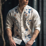 mens fashion Tiger Flower Pattern Long-Sleeved Shirt Men's Spring and Autumn Trendy Loose Casual Shirt Men's Autumn Clothing