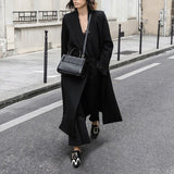 fashion outfits British Style Trench Coat 2024 Spring New Retro High-Grade Long Straight Slimming Black Coat for Women