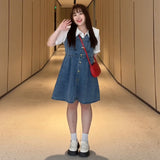 teacher outfits Plus Size Denim Suspender Skirt Women's Summer Sense Niche Retro Younger Skirt