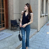 Fall street style Women's Retro Single-Breasted Sleeveless Knitted Vest 