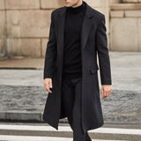 classy outfits men New Five-Color British Men's Long Trench Coat Woolen Coat Men's Woolen Coat