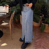 2000s fashion Fall Women's Street Style QWomen's Autumn New Retro Long Denim Skirt High Waist Slimming Split Hip Skirt Skirt