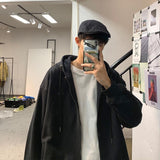 streetwear men outfits Zipper Jacket Men's Spring and Autumn Casual Sports Jacket Top Autumn Trendy Loose Hooded Sweater