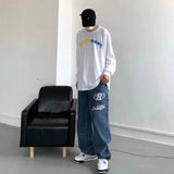 y2k High Street Vibe Style Pants Design Sense Niche National Fashion Workwear Jeans Men's Oversize Straight Trousers