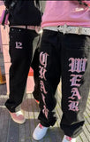 senior jeans Streetwear Y2g Jeans Hip Hop Letter Graphic Printed Jeans Men Harajuku Casual Loose Pants