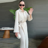 2024 Autumn New Women's Solid Color Short Top Fashion Lace-up Skirt Suit