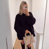 sweater outfits Autumn and Winter New Loose Half Turtleneck Commuter Style Fake Reverse Wear Knitted Pullover Solid Color Sweater for Women