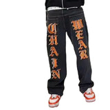 senior jeans Streetwear Y2g Jeans Hip Hop Letter Graphic Printed Jeans Men Harajuku Casual Loose Pants