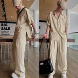 starboy outfit Half Sleeve Casual Suit Trendy Men's Sense of Korean Style Design Suit