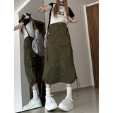 skirt outfits American Retro Hot Girl Split Skirt Workwear Style Skirt Women's Summer New High Waist Word Mid-Length Skirt