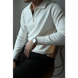 classy mens fashion Autumn and Winter Semi-High Zipper Knitted Long-Sleeved Polo Shirt Sweater Men's American Retro Business Casual Commuter T-shirt Sweater