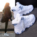 2024 fall fashion trends Fleece-lined Warm Shoes Women's Winter High-Top Sneaker Women's Cotton Shoes