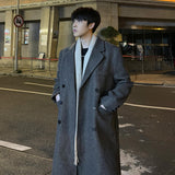 streetwear men outfits Winter New Woolen Coat Men's Korean-Style over-the-Knee Mid-Length Trench Coat plus Size Loose Woolen Coat Men