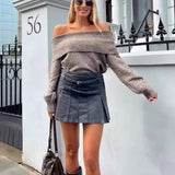 fall 2024 fashion trends New off-Shoulder Long-Sleeved Sweater Women's High Street Lazy Commuter Style Loose Solid Color Sweater Top Fashion