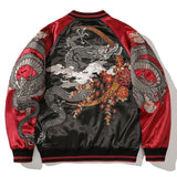 90s fashion men 2024 Dragon Embroidered Baseball Jacket Women's Jacket National Fashion Heavy Industry Popular Contrast Color