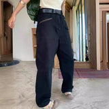 Fall Street Style summer outfits inspo American Casual Overalls Women's 2024 New Spring Wide-Leg Pants Western Style Loose Slimming Straight Pants Autumn and Winter