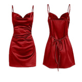 dress Strap Satin Backless Strap Dress Summer Sexy Elegant Socialite Style Strap