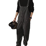 90s fashion men American Retro Overalls Men's and Women's Loose Casual Ameikaji Vintage Jumpsuit Suspender Pants C