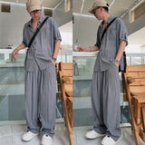 starboy outfit Half Sleeve Casual Suit Trendy Men's Sense of Korean Style Design Suit