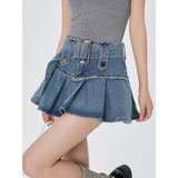 Toleet y2k outfits Real Price High Waist Pleated Skirt Summer New Denim Short Skirt Hot Girl Slimming A- line Skirt