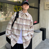 tomboy fits American Retro Plaid Shirt Men's New Autumn and Winter Wear Fashionable Brand Couple Long Sleeve Casual Shirt Jacket