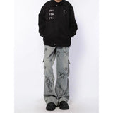 y2k Retro Graffiti Cartoon Jeans Men's Spring and Autumn New Niche Design Loose Straight Wide Leg Slimming Pants Fashion