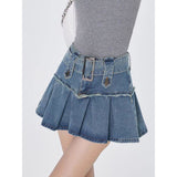 y2k outfits Real Price High Waist Pleated Skirt Summer New Denim Short Skirt Hot Girl Slimming A- line Skirt