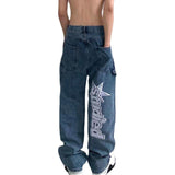 y2k High Street Vibe Style Pants Design Sense Niche National Fashion Workwear Jeans Men's Oversize Straight Trousers