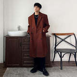 streetwear men outfits Winter New Woolen Coat Men's Korean-Style over-the-Knee Mid-Length Trench Coat plus Size Loose Woolen Coat Men