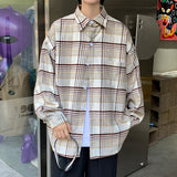 tomboy fits American Retro Plaid Shirt Men's New Autumn and Winter Wear Fashionable Brand Couple Long Sleeve Casual Shirt Jacket