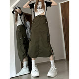 skirt outfits American Retro Hot Girl Split Skirt Workwear Style Skirt Women's Summer New High Waist Word Mid-Length Skirt