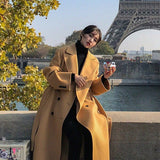 2024 fall fashion trends Woolen Coat for Women Winter Thickened Hepburn Style Super Long Overknee Ankle Loose Retro Popular Woolen Coat