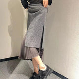 Fall Women's Outfits 2024 Winter New High Waist Pleated Mid-Length over-the-Knee Woolen Split Sheath Skirt for Women