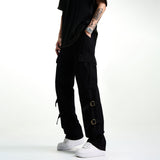 outfit inspo men American Retro Large Pocket Straight Overalls New Street Fashion Ins Loose Casual Pants Men and Women Design Sense